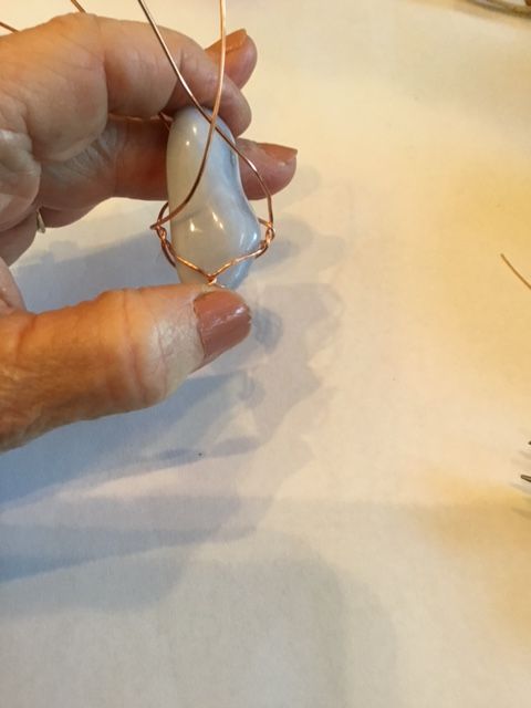 Karen Meador, Ph.D.'s Stone Twist Wrap - , Contemporary Wire Jewelry, Lashing, Wire Lashing, Wire Wrapping, Wrapping, Wire Wrapping Jewelry, twist the wires together again 